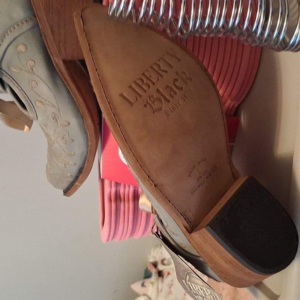 Liberty Black, Gray Blue Leather Boots 7 Boho Festival - Picture 2 of 8
